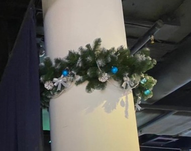 Хвойная гирлянда с шишками в аренду для фотозоны на Новый Год МСК